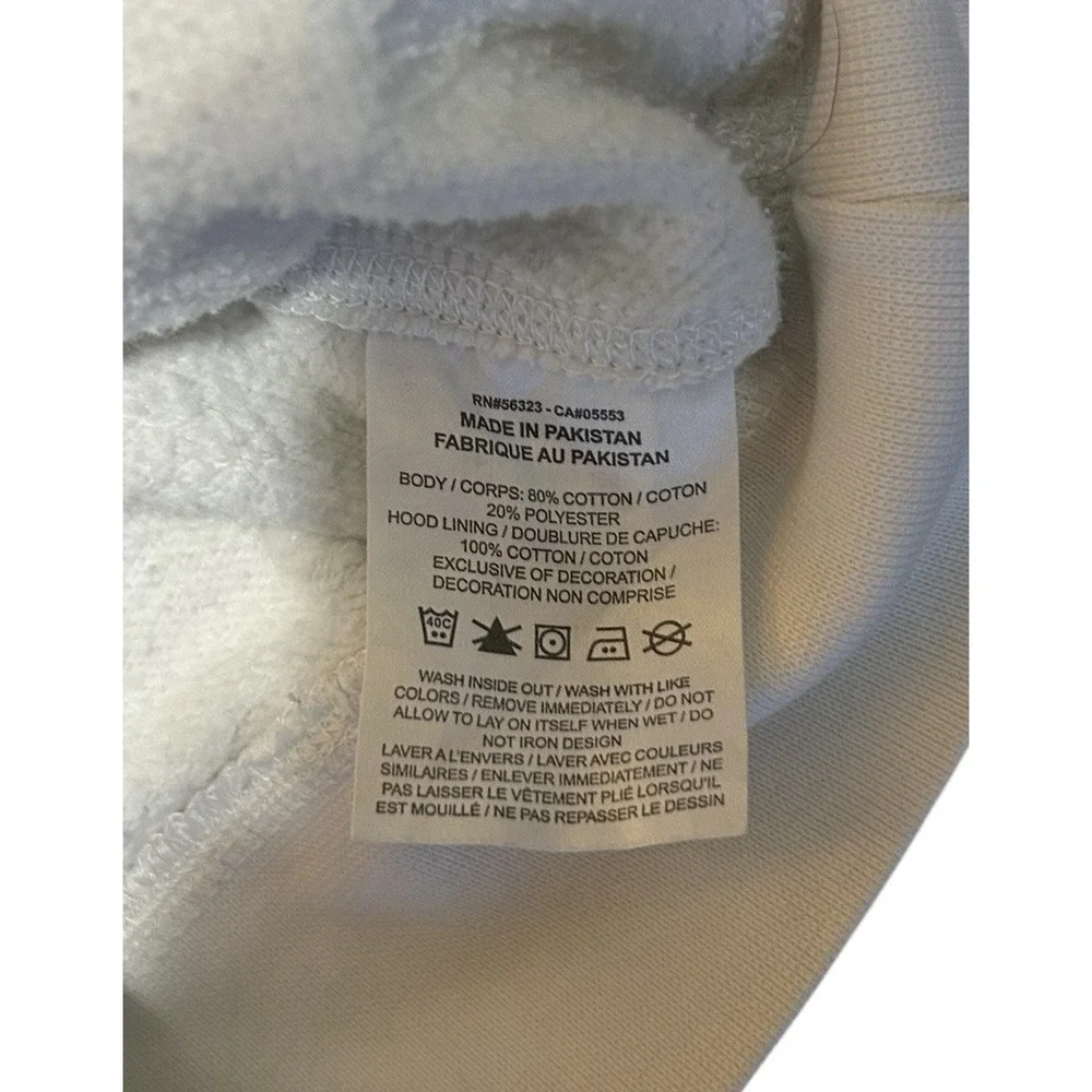 Nike Mens Pullover Hoodie White Fleece Embroidered Swoosh Logo Medium BH